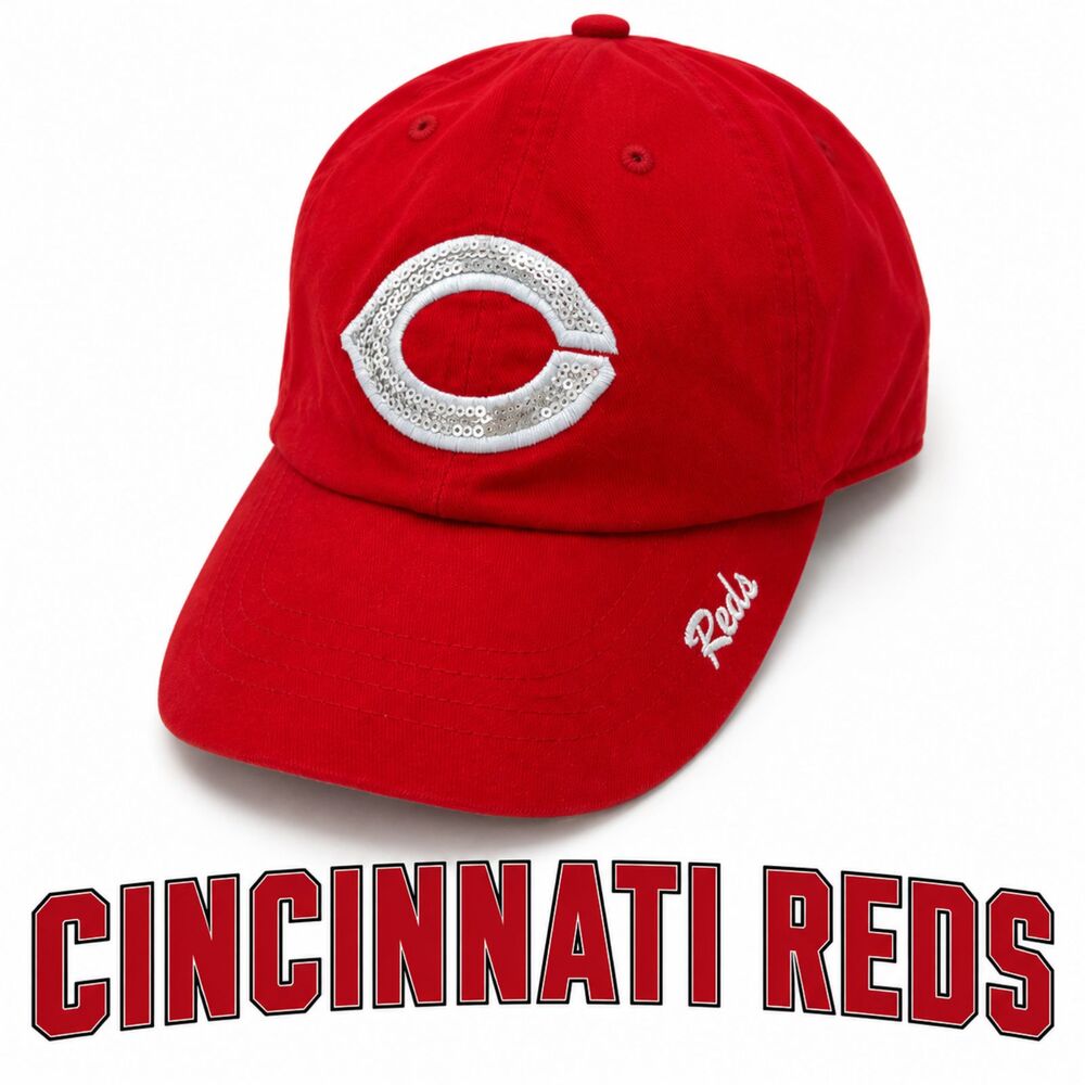 Cincinnati Reds Sequin Logo MLB Hat ❤️ adjustable